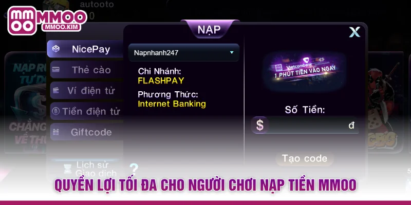 Quyền lợi tối đa cho người chơi nạp tiền MMOO
